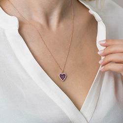 ENZOMAR Amethyst Crystal Heart Necklace for Women - 1 Year Anniversary Necklace for Girlfriend, Healing Crystal Necklace, Little Girls Jewelry, Wedding Anniversary, Dainty Necklace