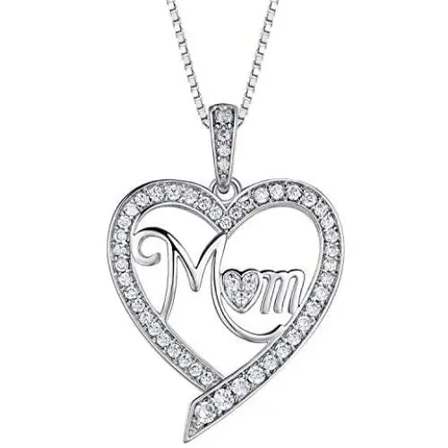 FANCYCD ''Always My Mother Forever My Friend'' Love Heart Necklace, 18'', Special Jewelry for Women, Mother’s Day Gifts for Mom, Wife, Aunt, Grandma...