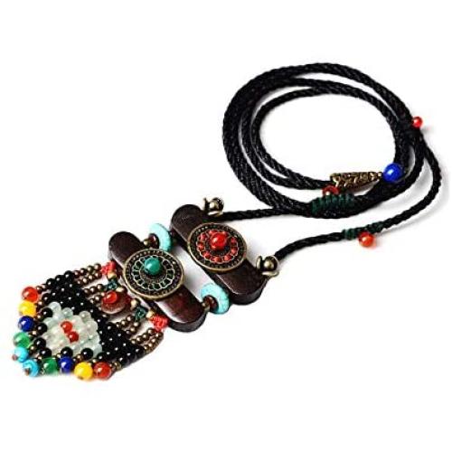 Handmade Jewelry Pendant Long Necklace Ethnic Jewelry for Women Bohemian Necklace for Women Jewelry Vintage Style Wood Pendant are Necklaces Ethnic Jewelry Long Necklace Bohemian Jewelry for Woman