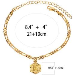 Initial Ankle Bracelets for Women Men, 18K Gold Silver Figaro Cuban Link Anklet Bracelet for Women Teen Girls, Custom Name Gold Anklet with Initials