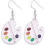 Trendy Enamel Artist Paint Palette and Brush Drop Earrings Gifts Jewelry for Women & Girls