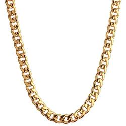 CrazyPiercing 18K Gold Plated Necklace, Men Jewelry 10MM Wide Hip Hop Turnover Chain Necklace, Stainless Steel 19'' - 24''
