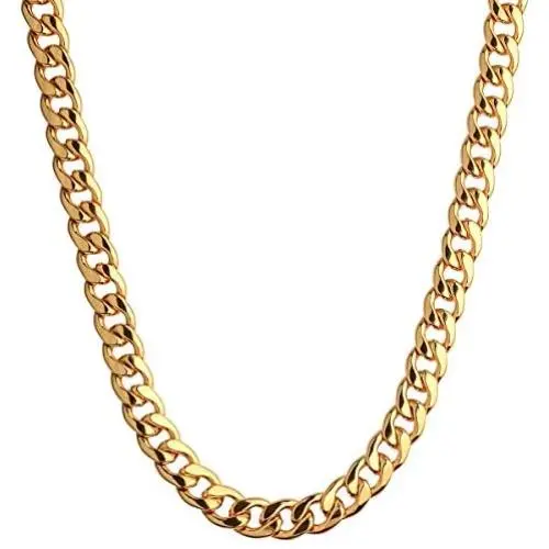 CrazyPiercing 18K Gold Plated Necklace, Men Jewelry 10MM Wide Hip Hop Turnover Chain Necklace, Stainless Steel 19'' - 24'' CrazyPiercing 18K Gold Plated Necklace, Men Jewelry 10MM Wide Hip Hop Turnover Chain Necklace, Stainless Steel 19'' - 24''