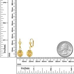 Gem Stone King Stunning 1-1/4 Inch Dangle Spheres Gold Plated Brass Lever-Back Womens Earrings