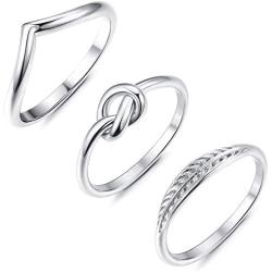 Adramata 3 Pcs Stainless Steel Engagement Wave Ring for Women Cute Thumb Band Rings Set