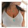 Ckecharfa Boho Layered Turquoise Necklaces Gold Gemstone Choker Necklace Hamsa Hand Pendant Neck Chain Beach Jewelry Accessories for Women and Girls