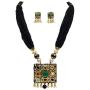 Babosa Sakhi Navratan Black Pendant Set Indian Traditional Multicolor Meenakari Jaipuri Jewelry Set SRN20