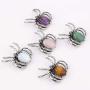 JXMYBA Spider Brooches for Women,Healing Crystal Pendant Gemstone Necklace Balance Chakra Jewelry with Stainless Steel Chain Gift Box