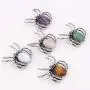 JXMYBA Spider Brooches for Women,Healing Crystal Pendant Gemstone Necklace Balance Chakra Jewelry with Stainless Steel Chain Gift Box