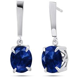 Nicole Miller Fine Jewelry - Sterling Silver with 10x8mm Oval Cut Gemstone Dangle Drop Earrings