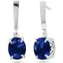 Nicole Miller Fine Jewelry - Sterling Silver with 10x8mm Oval Cut Gemstone Dangle Drop Earrings