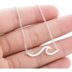 Your Always Charm Ocean Wave Necklace Sea Jewelry for Surfer Beach Lover (silver)