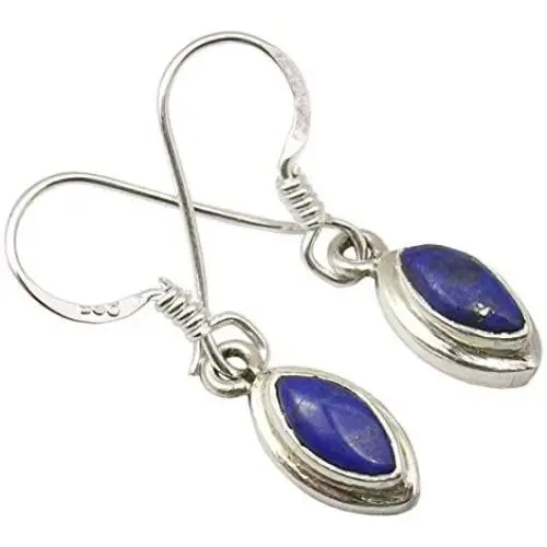 SilverStarJewel 925 Sterling Silver Navy Blue Lapis Lazuli August Birthstone Earrings 1.1'' SilverStarJewel 925 Sterling Silver Navy Blue Lapis Lazuli August Birthstone Earrings 1.1''