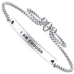 Dainty Cuff Bracelet - I AM ENOUGH - Meaningful Anniversary Gifts for Parents from Daughter Son