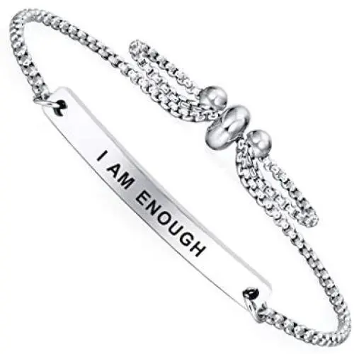 Dainty Cuff Bracelet - I AM ENOUGH - Meaningful Anniversary Gifts for Parents from Daughter Son