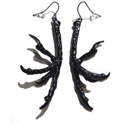 BLACK BIRD FOOT EARRINGS claw talon Raven Crow feet gothic morbid vegan painted metal