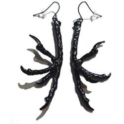 BLACK BIRD FOOT EARRINGS claw talon Raven Crow feet gothic morbid vegan painted metal