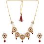 Saissa White Pearl Red Stone Choker Indian Necklace Earrings Jewelry Set for Girls and Women