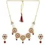 Saissa White Pearl Red Stone Choker Indian Necklace Earrings Jewelry Set for Girls and Women