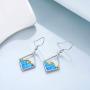 YAFEINI Wave Earrings Sterling Silver Ocean Wave Earrings Created Opal Dangle Drop Earring Ocean Jewelry Beach Gifts for Women