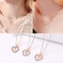INENIMARTJ Rose Gold Heart Initial Pendant Necklace, Cubic Zirconia Heart Letter Alphabet Initial Necklace Birthday Gifts for Women Girls