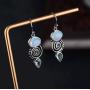Bamos Dangle Earrings for Women Girls, 925 Silver Needle Birthstone Earrings Drop Earrings with Acrylic Stone and Glass Teardrop Stone, Light Blue/Purple/Champagne Gold/Wine Red/Green