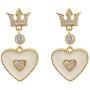 14K Gold Heart Crown Earrings Cuban Zirconia Heart Earrings Retro Palace Style Crown Drop Earrings for Women Girls