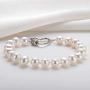 Pearl Bracelets Freshwater Cultured 8-9mm White Pearl Bracelet for Women Sterling Silver Clasp Pearl Jewelry Gift for Girls Daughter Bridesmaid 7.1 Inches