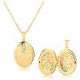 Barzel 18K Gold Plated Engraved Book Photo Locket Pendant Necklace