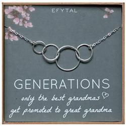 EFYTAL Generations Necklace for Great Grandma, Sterling Silver Four Circle gift 4 Great Grandmother Jewelry