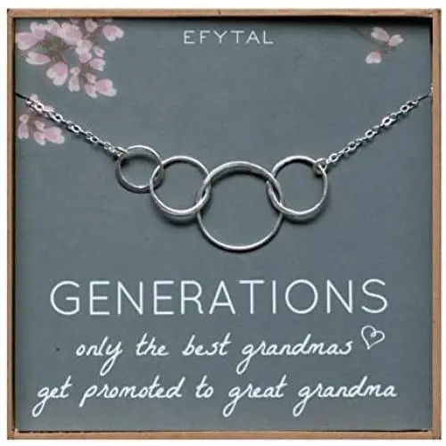 EFYTAL Generations Necklace for Great Grandma, Sterling Silver Four Circle gift 4 Great Grandmother Jewelry EFYTAL Generations Necklace for Great Grandma, Sterling Silver Four Circle gift 4 Great Grandmother Jewelry
