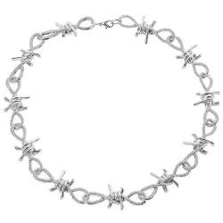 SONGCHANGJEWELRY Barbed Wire Necklace Choker - Punk Necklaces - Thorn Chain Men Punk Rock Jewelry Gift for Men Women Lovers