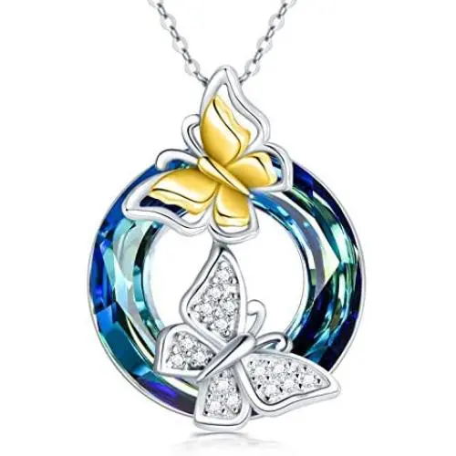 Sterling Silver Butterfly Pendant Neacklace with Crystal from Swarovski, Butterfly Jewelry Gift for Her Sterling Silver Butterfly Pendant Neacklace with Crystal from Swarovski, Butterfly Jewelry Gift for Her