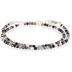 NirvanaIN Sparkling Black Rutile Quartz Round Gemstone Beads Necklace, Sri Lankan Black Rutile Quartz, 18'' Long Faceted Beaded Necklace Jewelry, Gift