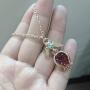 KOEDLN Cute Pomegranate Necklace Earrings Jewelry Set Purple Crystal Fruit Jewelry for Women Girls