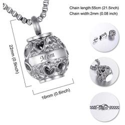 HooAMI Hollow Heart Mom+Always in My Heart Cremation Urn Necklace Memorial Pendant