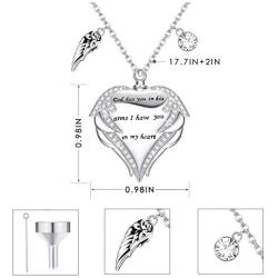 Jewenova Heart Urn Necklace for Ashes Angel Wing Charm Memorial Pendant Cremation Jewelry for Ashes