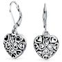 Open Lightweight Clover Flower Filigree Multi Heart Shape Puff Hearts Drop Dangle Earrings For Women Teens Oxidized 925 Sterling Silver Leverback