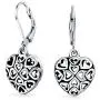 Open Lightweight Clover Flower Filigree Multi Heart Shape Puff Hearts Drop Dangle Earrings For Women Teens Oxidized 925 Sterling Silver Leverback