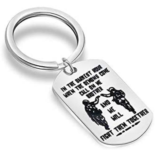 Detailed Soldier Brother Keychain Necklace in The Darkest Hour When The Demons Come Call On Me Brother and We Will Fight Them Together