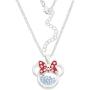 Disney Birthstone Women and Girls Jewelry Minnie Mouse Silver Plated Shaker Pendant Necklace, 18+2'' Extender
