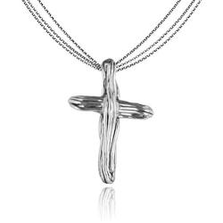 PZ Paz Creations .925 Sterling Silver Polished Cross Electroform Pendant Necklace