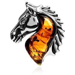 Ian and Valeri Co. Amber Sterling Silver Horse Pendant Necklace Chain 18''
