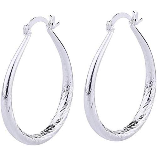 Fashion Women Gold Hoop Earrings, Elegant Stud Dangle Earring Wedding Jewelry Gift(Silver)