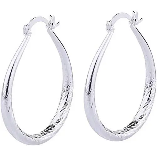 Fashion Women Gold Hoop Earrings, Elegant Stud Dangle Earring Wedding Jewelry Gift(Silver)