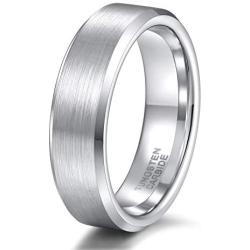 TRUMIUM 4mm 6mm 8mm Men Women Wedding Band Tungsten Carbide Ring Brushed Beveled Edge Silver/Blue/Black Size 4-15