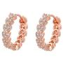JUMOO Rose Gold Hoop Stud Earrings for Women Girl Love Shape cubic zirconia Copper Fashion Jewelry Hypoallergenic