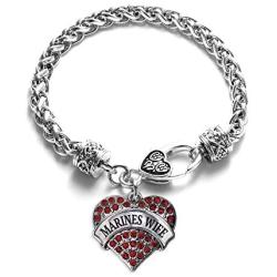 Inspired Silver - Silver Pave Heart Charm Bracelet with Cubic Zirconia Jewelry