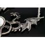 Skye Jewelry Large Full Body Dragon Statement Necklace w/Multi Color Moodstone Style Cabochon Design w/Adjustable Chain 15''-18'' & Dragon - 3 1/2'' x 3''