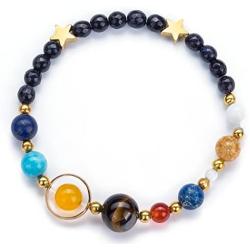 Fesciory Women Solar System Bracelet Universe Galaxy The Eight Planets Guardian Star Natural Stone Beads Bracelet Bangle Gifts for Girls